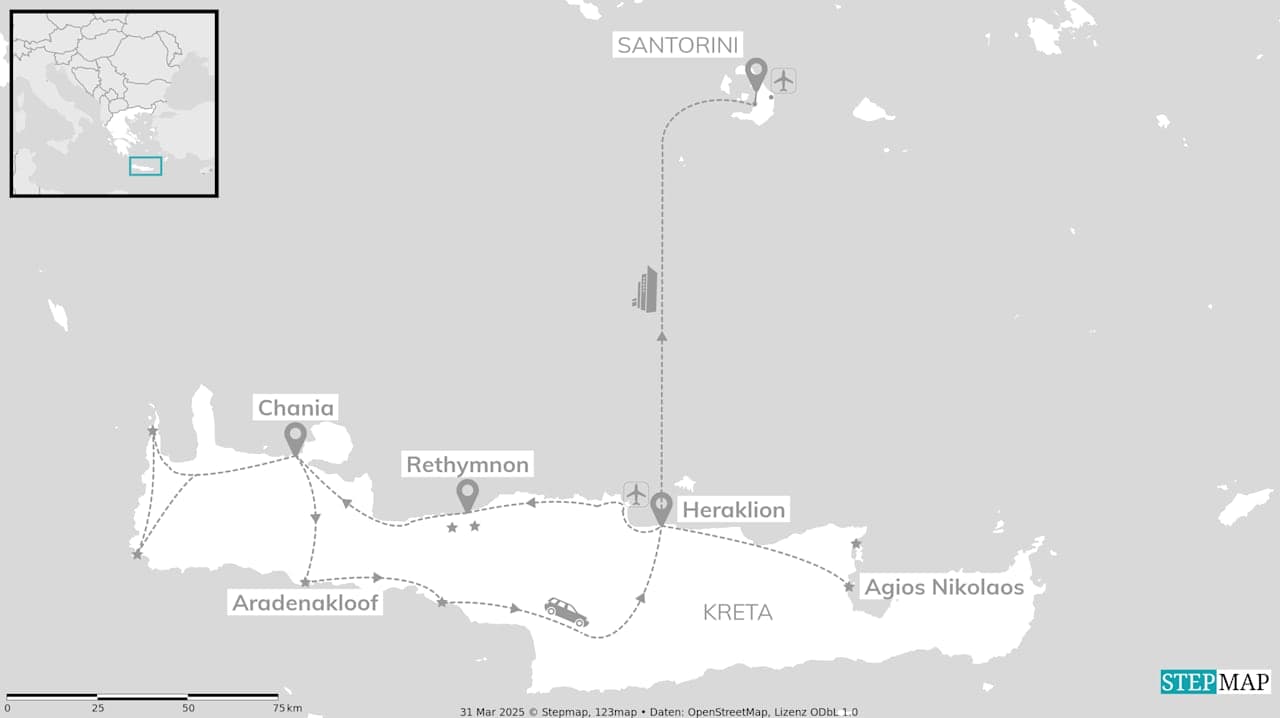 Kreta & Santorini: van oude mythes naar tropische sferen