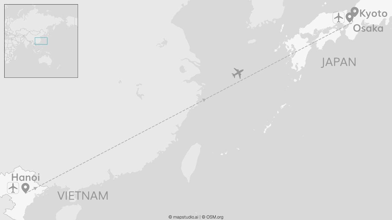 2 for 1 Japan en Vietnam: Kyoto & Osaka plus Hanoi