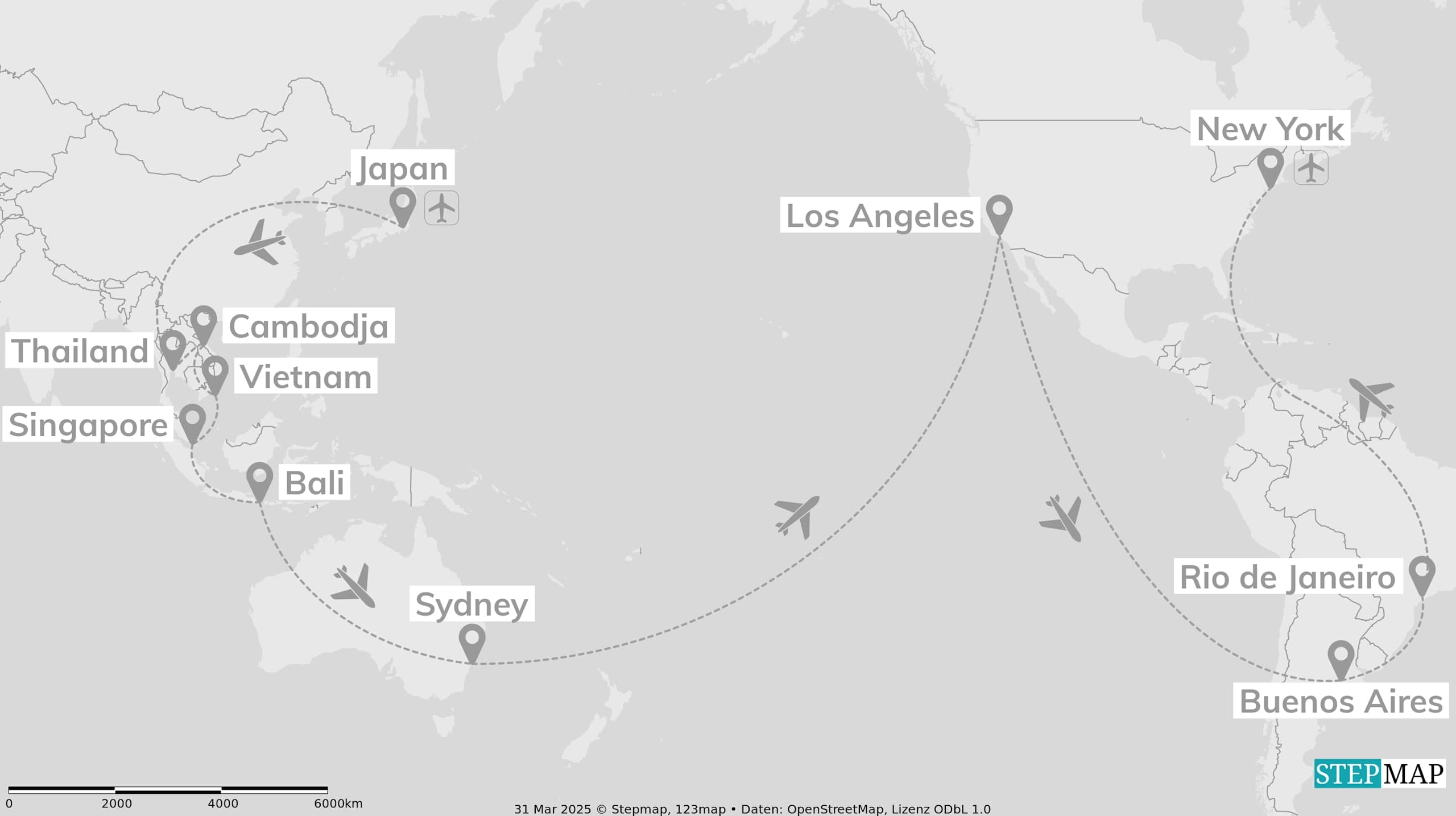 Around the world: tien landen, vier continenten